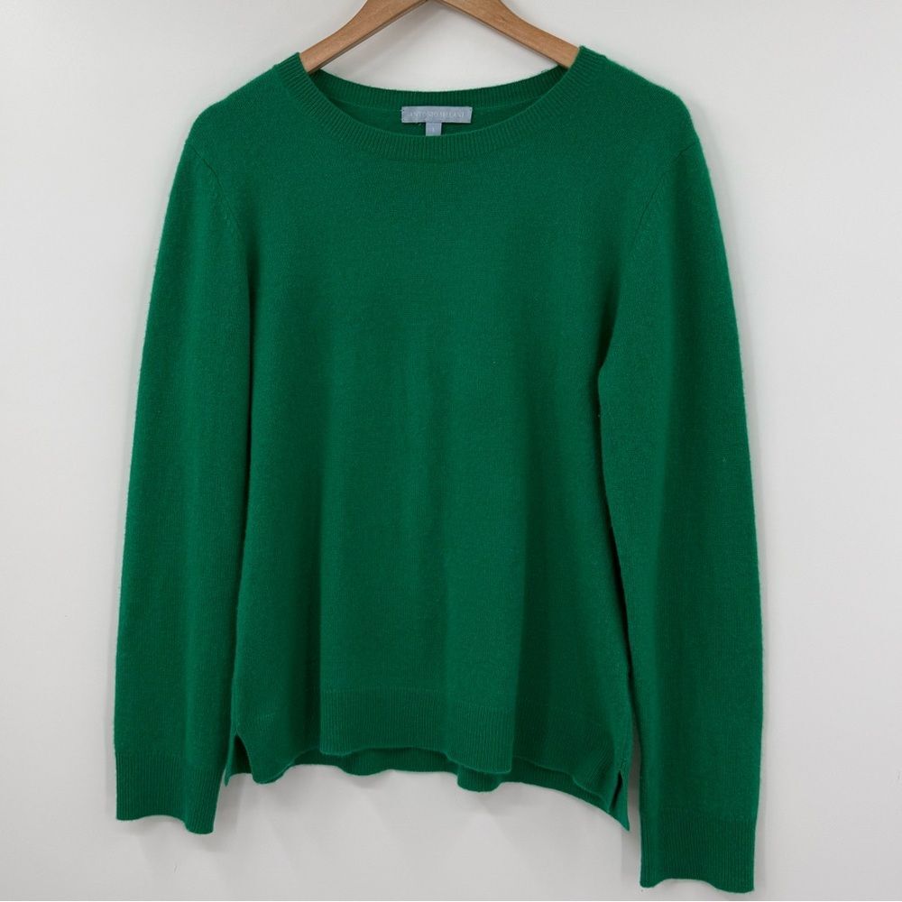 Antonio Melani 100% Cashmere Crewneck Sweater in Kelly Green | Size Large